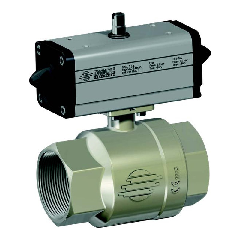 Valvola a sfera ottone 1/2″ OMAL 101 con attuatore pneumatico doppio effetto – D101H004